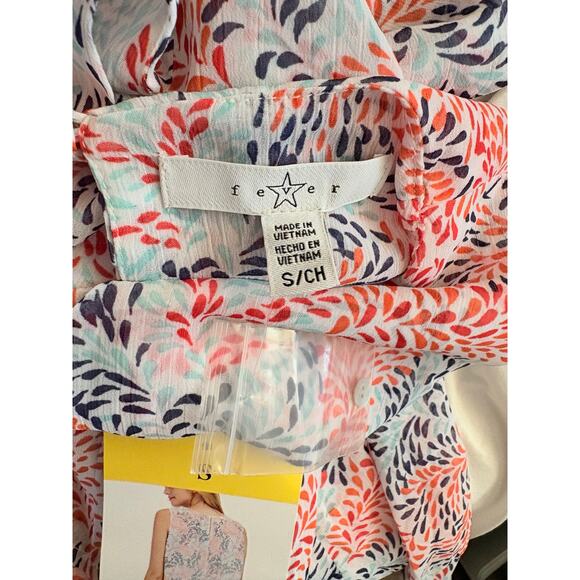 Fever Women's Sleeveless Blouse Size S Leaf Print Summer Top Double Layer NWT - Picture 5 of 7